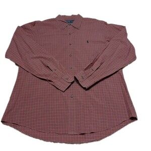 Ralph Lauren Shirt Mens Large Custom Fit Multicolor Tartan Plaid Green Pony Logo